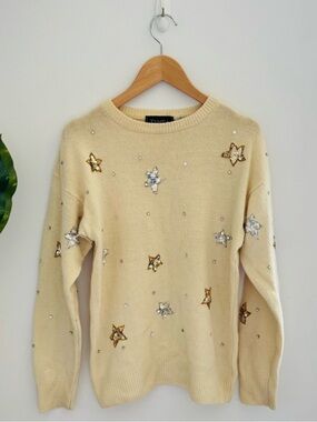 TAMRA | Angora Sequin Star Sweater
Cream Beige Medium